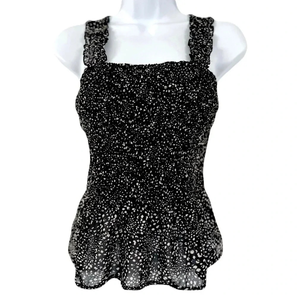 Japna/ Tank top/ Blouse/ Smocking/  Black and white/ Polka dots/ Size US L